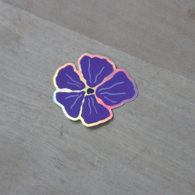 Sticker holographique fleur violette