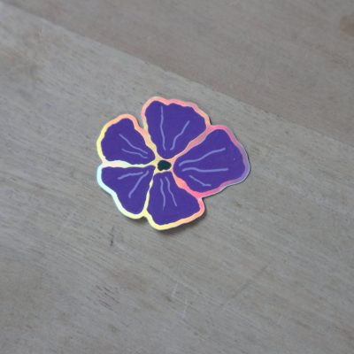 Sticker holographique fleur violette