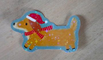 Sticker étoilé teckel de Noël